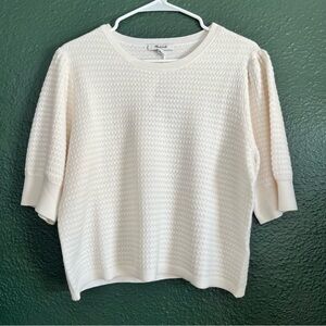 NWT Madewell Merino Wool-Silk Blend Puff-Sleeve Sweater Tee Ivory Women's XL